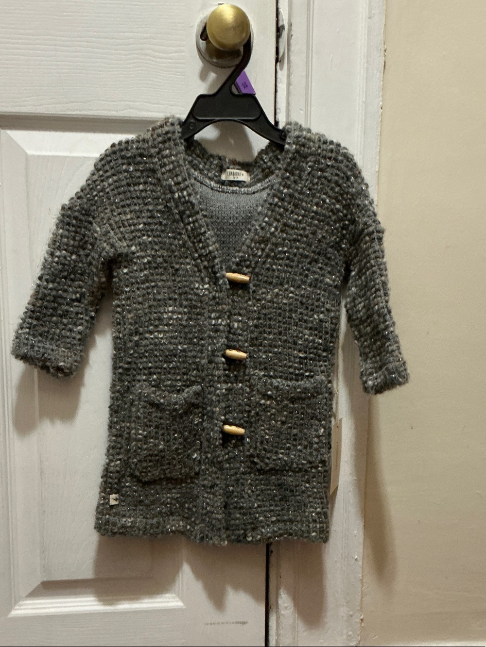 Toddler Gray Knit Toggle Cardigan Sweater